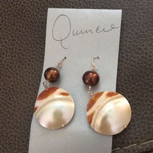 Nautilus shells and fresh water pearl earrings